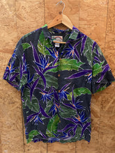 Vintage 90s purple green cotton floral Hawaiian shirt size M by Paradise Found